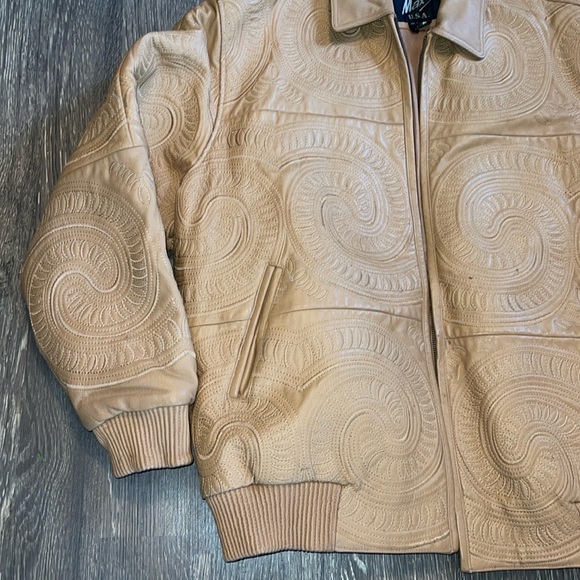 Vtg. Max USA Caramel Tan Swirl Leather Size: 3X - Picture 2 of 13
